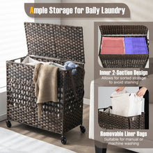 Load image into Gallery viewer, 110L 2-Section Laundry Hamper with 2 Removable and Washable Liner Bags-Brown