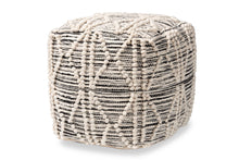 Load image into Gallery viewer, Baxton Studio Sentir Modern and Contemporary Moroccan Inspired Ivory and Black Handwoven Wool Blend Pouf Ottoman
