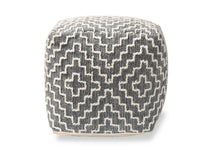 Load image into Gallery viewer, Baxton Studio Benjamin Modern and Contemporary Bohemian Grey and Ivory Handwoven Cotton Blend Pouf Ottoman
