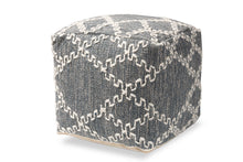 Load image into Gallery viewer, Baxton Studio Geyne Modern and Contemporary Bohemian Grey and Ivory Handwoven Cotton Blend Pouf Ottoman