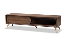 Load image into Gallery viewer, Baxton Studio Dena Mid-Century Modern Walnut Brown Wood and Gold Finished TV Stand