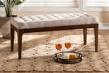 Load image into Gallery viewer, Baxton Studio Walsh Mid-Century Modern Beige Fabric Upholstered and Walnut Brown Finished Wood Dining Bench