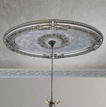 Load image into Gallery viewer, Antique Silver Petite Oval Ceiling Medallion