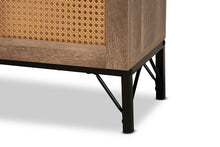 Load image into Gallery viewer, Baxton Studio Veanna Bohemian Natural Brown Finished Wood and Black Metal 2-Door TV Stand with Synthetic Rattan