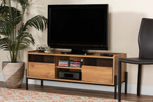Load image into Gallery viewer, Baxton Studio Tasman Modern and Contemporary Industrial Natural Brown Finished Wood and Black Metal 2-Door TV Stand