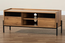Load image into Gallery viewer, Baxton Studio Tasman Modern and Contemporary Industrial Natural Brown Finished Wood and Black Metal 2-Door TV Stand