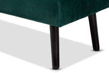 Load image into Gallery viewer, Baxton Studio Caine Modern and Contemporary Green Velvet Fabric Upholstered and Dark Brown Finished Wood Storage Bench