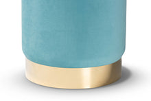 Load image into Gallery viewer, Baxton Studio Chaela Contemporary Glam and Luxe Sky Blue Velvet Fabric Upholstered and Gold Finished Metal Ottoman