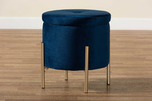 Load image into Gallery viewer, Baxton Studio Malina Contemporary Glam and Luxe Navy Blue Velvet Fabric Upholstered and Gold Finished Metal Storage Ottoman