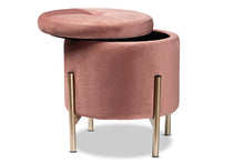 Load image into Gallery viewer, Baxton Studio Malina Contemporary Glam and Luxe Pink Velvet Fabric Upholstered and Gold Finished Metal Storage Ottoman