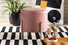 Load image into Gallery viewer, Baxton Studio Malina Contemporary Glam and Luxe Pink Velvet Fabric Upholstered and Gold Finished Metal Storage Ottoman
