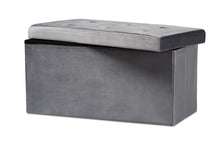 Load image into Gallery viewer, Baxton Studio Castel Modern and Contemporary Charcoal Velvet Fabric Upholstered Wood Storage Ottoman