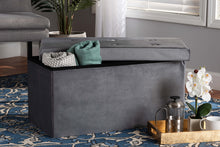 Load image into Gallery viewer, Baxton Studio Castel Modern and Contemporary Charcoal Velvet Fabric Upholstered Wood Storage Ottoman