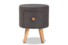 Load image into Gallery viewer, Baxton Studio Rocco Modern Transitional Dark Grey Fabric Upholstered and Oak Brown Finished Wood 1-Drawer Ottoman Stool