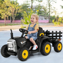 Load image into Gallery viewer, 12V Ride on Tractor with 3-Gear-Shift Ground Loader for Kids 3+ Years Old-Black