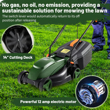 Load image into Gallery viewer, 10-AMP 13.5 Inch Adjustable Electric Corded Lawn Mower with Collection Box-Green
