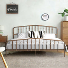 Load image into Gallery viewer, King Size Metal Bed Frame with Headboard & Footboard-Brown