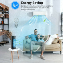 Load image into Gallery viewer, 14 Inch Mini Oscillating Tower Fan Electric Desk Fan with 3 Speed and Timer-Black