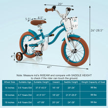 Load image into Gallery viewer, 14 Inch Kid's Bike with Removable Training Wheels and Basket-Blue