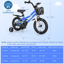 Load image into Gallery viewer, Kid's Bike with 2 Training Wheels for 3-5 Years Old-Navy