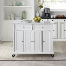 Load image into Gallery viewer, Avery Kitchen Island/Cart Distressed White/ White Marble
