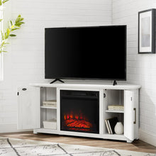 Load image into Gallery viewer, Camden 48" Corner Tv Stand W/Fireplace Whitewash