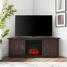 Load image into Gallery viewer, Camden 58" Corner Tv Stand W/Fireplace Dark Walnut