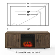Load image into Gallery viewer, Silas 58" Low Profile Tv Stand W/Fireplace Walnut