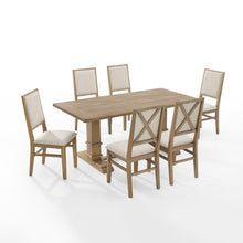 Load image into Gallery viewer, Joanna 7Pc Dining Set Rustic Brown /Creme - Table & 6 Upholstered Back Chairs