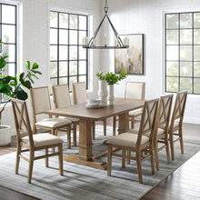 Load image into Gallery viewer, Joanna 9Pc Dining Set Rustic Brown /Creme - Table & 8 Upholstered Back Chairs