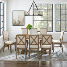 Load image into Gallery viewer, Joanna 9Pc Dining Set Rustic Brown /Creme - Table & 8 Upholstered Back Chairs