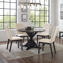 Load image into Gallery viewer, Hayden 5Pc Round Dining Set Slate/Cream - Table & 4 Upholstered Chairs