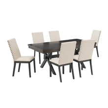 Load image into Gallery viewer, Hayden 7Pc Dining Set Slate/Cream - Table & 6 Upholstered Chairs