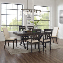 Load image into Gallery viewer, Hayden 7Pc Dining Set Slate/Cream - Table, 4 Slat Back Chairs, & 2 Upholstered Chairs