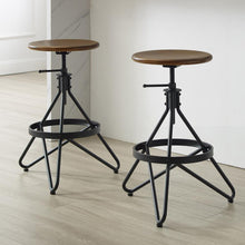 Load image into Gallery viewer, Kalen 2Pc Adjustable Height Swivel Stool Set Brown/Matte Black - 2 Stools