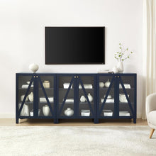 Load image into Gallery viewer, Cassai 3Pc Media Storage Cabinet Set Navy - 3 Storage Pantries