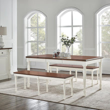 Load image into Gallery viewer, Shelby 3 Piece Dining Set Distressed White - Table & 2 Benches