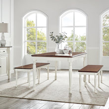 Load image into Gallery viewer, Shelby 3 Piece Dining Set Distressed White - Table & 2 Benches