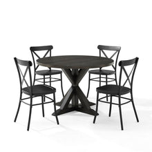 Load image into Gallery viewer, Hayden 5Pc Round Dining Set W/Camille Chairs Matte Black/ Slate - Table & 4 Chairs