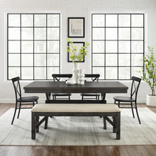 Load image into Gallery viewer, Hayden 6Pc Dining Set W/Camille Chairs Matte Black/ Slate - Table, Bench, & 4 Chairs