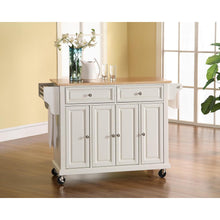 Load image into Gallery viewer, Full Size Wood Top Kitchen Cart White/Natural