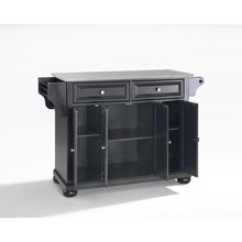 Load image into Gallery viewer, Alexandria Stainless Steel Top Full Size Kitchen Island/Cart Black/Stainless Steel