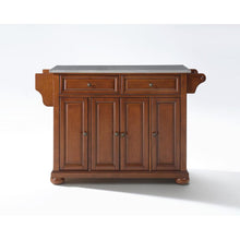 Load image into Gallery viewer, Alexandria Stainless Steel Top Full Size Kitchen Island/Cart Cherry/Stainless Steel