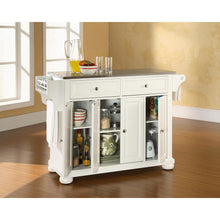 Load image into Gallery viewer, Alexandria Stainless Steel Top Full Size Kitchen Island/Cart White/Stainless Steel