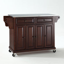 Load image into Gallery viewer, Full Size Stainless Steel Top Kitchen Cart Mahogany/Stainless Steel
