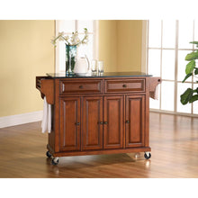 Load image into Gallery viewer, Full Size Granite Top Kitchen Cart Cherry/Black