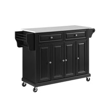 Load image into Gallery viewer, Full Size Stone Top Kitchen Cart Black/White