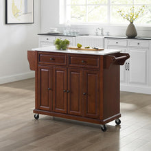 Load image into Gallery viewer, Full Size Stone Top Kitchen Cart Mahogany/White