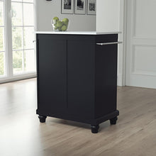 Load image into Gallery viewer, Cambridge Stone Top Portable Kitchen Island/Cart Black/White