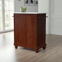 Load image into Gallery viewer, Cambridge Stone Top Portable Kitchen Island/Cart Mahogany/White